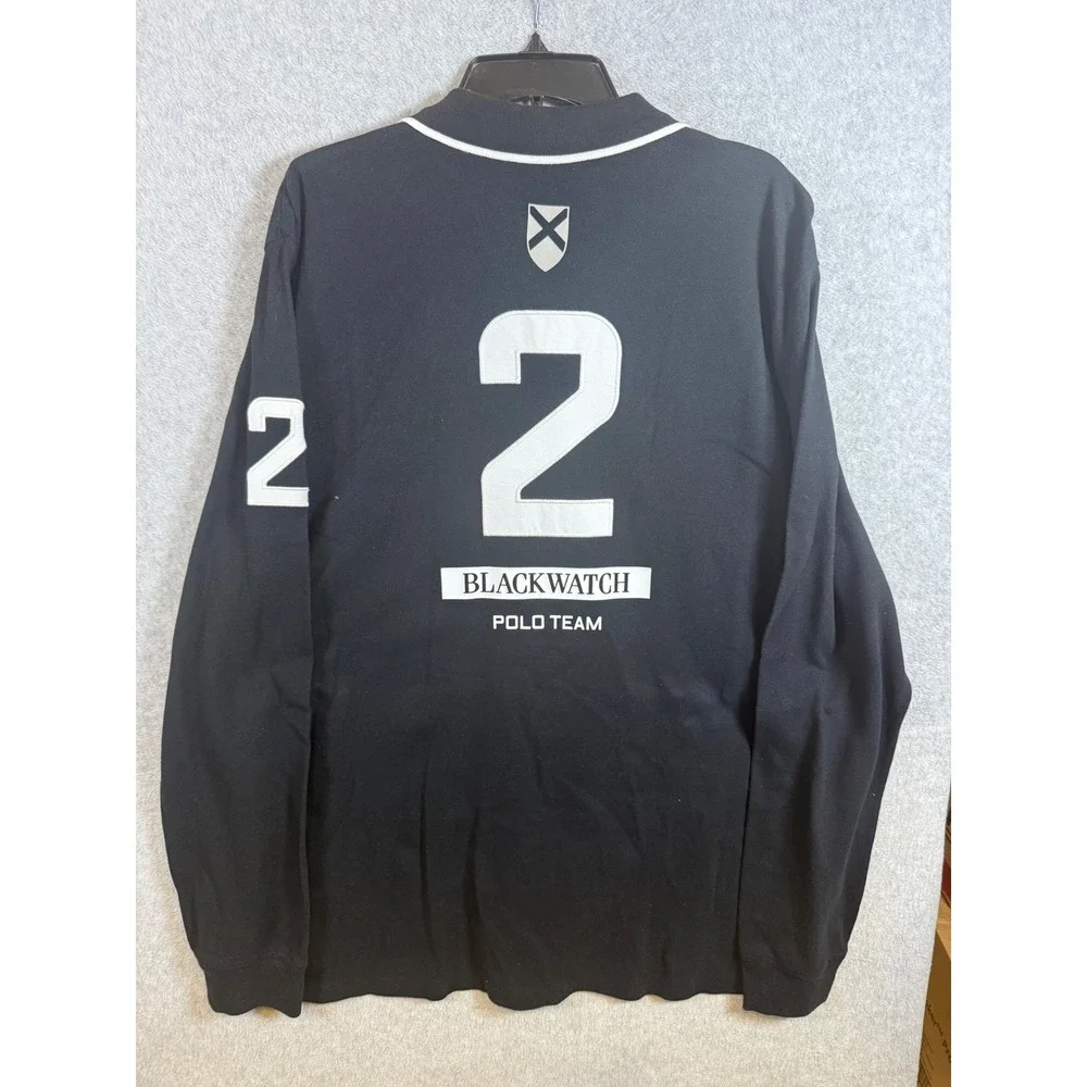 Polo Ralph Lauren Blackwatch Polo Team Long Sleeve Shirt Black XXL Custom Fit